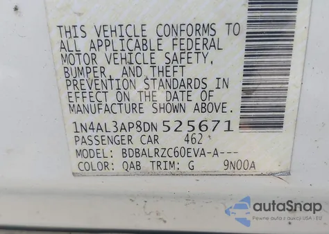 2013 Nissan Altima 2.5 S z USA, uszkodzony, nr VIN 1N4AL3AP8DN525671